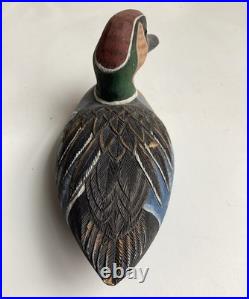 Vintage D & J Fuller Baikal Teal 8 Duck Carved Cedar Wood Sculpture Decoy #4213