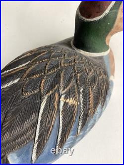 Vintage D & J Fuller Baikal Teal 8 Duck Carved Cedar Wood Sculpture Decoy #4213