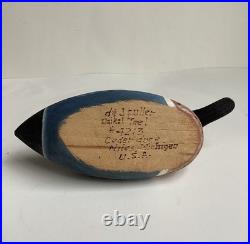 Vintage D & J Fuller Baikal Teal 8 Duck Carved Cedar Wood Sculpture Decoy #4213