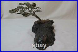Vintage Dan Williams Lone Cypress Tree Brass Sculpture with Cypress Wood Base
