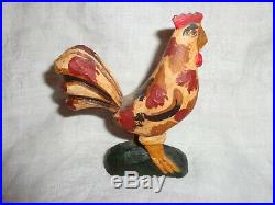 Vintage Daniel & Barbara Strawser Folk Art Rooster Bird Wood Carving, 1975