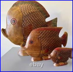 Vintage Decor Solid Wood Hand carved sculptures (set of 3)