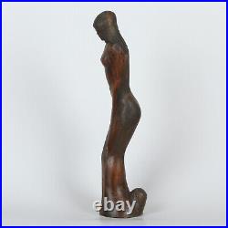 Vintage Decorative Hand Carved Art Wood Sculpture Figurine Of A Woman