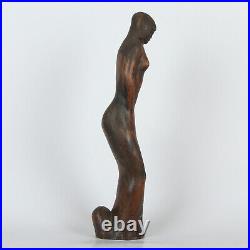 Vintage Decorative Hand Carved Art Wood Sculpture Figurine Of A Woman