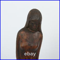 Vintage Decorative Hand Carved Art Wood Sculpture Figurine Of A Woman