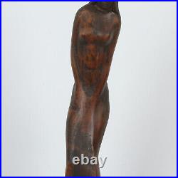 Vintage Decorative Hand Carved Art Wood Sculpture Figurine Of A Woman