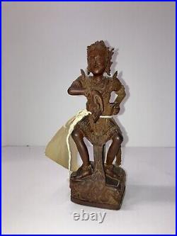 Vintage Delicately Hand Carved Wood Female Bali Goddess Figure Handmade Antique