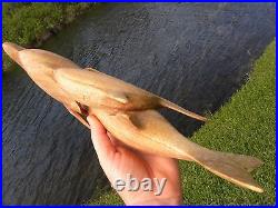 Vintage Dolphin Fish sculpture Folk Art Vintage Handcrafted Natural Wood