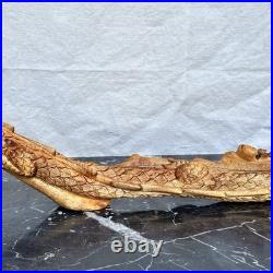 Vintage Dragon Wood Carving Burl Root Sculpture Asian Hand Carved Mid Century