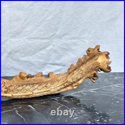 Vintage Dragon Wood Carving Burl Root Sculpture Asian Hand Carved Mid Century