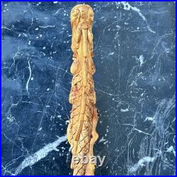 Vintage Dragon Wood Carving Burl Root Sculpture Asian Hand Carved Mid Century