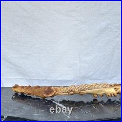 Vintage Dragon Wood Carving Burl Root Sculpture Asian Hand Carved Mid Century