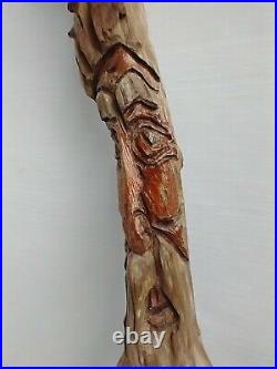Vintage Drift Wood Carved Old Man Spirit Wizard Whittle Sculpture Art 37H Large