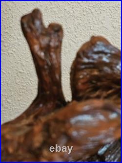 Vintage Driftwood Abstract Lacquer Polished Sculpture Mounted on Solid Wood Base