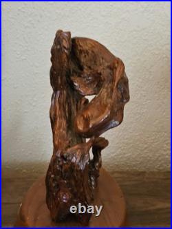 Vintage Driftwood Abstract Lacquer Polished Sculpture Mounted on Solid Wood Base