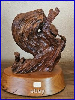 Vintage Driftwood Abstract Lacquer Polished Sculpture Mounted on Solid Wood Base