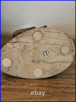 Vintage Driftwood Abstract Lacquer Polished Sculpture Mounted on Solid Wood Base