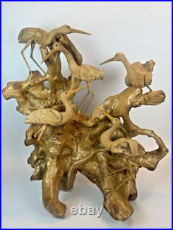 Vintage Driftwood Heron Egret Bird Sculpture 26 Root Wood Art Carving