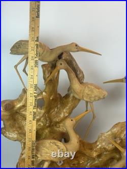 Vintage Driftwood Heron Egret Bird Sculpture 26 Root Wood Art Carving Vintage Driftwood Heron Egret Bird Sculpture 26 Root Wood Art Carving