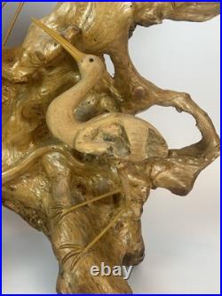 Vintage Driftwood Heron Egret Bird Sculpture 26 Root Wood Art Carving