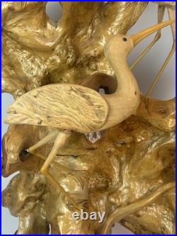 Vintage Driftwood Heron Egret Bird Sculpture 26 Root Wood Art Carving