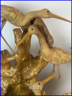 Vintage Driftwood Heron Egret Bird Sculpture 26 Root Wood Art Carving