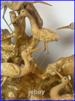 Vintage Driftwood Heron Egret Bird Sculpture 26 Root Wood Art Carving