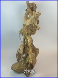 Vintage Driftwood Heron Egret Bird Sculpture 26 Root Wood Art Carving
