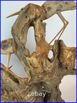 Vintage Driftwood Heron Egret Bird Sculpture 26 Root Wood Art Carving