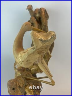 Vintage Driftwood Heron Egret Bird Sculpture 26 Root Wood Art Carving