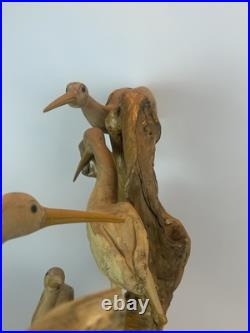 Vintage Driftwood Heron Egret Bird Sculpture 26 Root Wood Art Carving