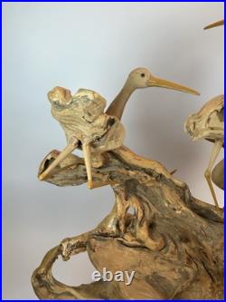 Vintage Driftwood Heron Egret Bird Sculpture 26 Root Wood Art Carving