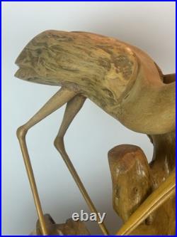 Vintage Driftwood Heron Egret Bird Sculpture 26 Root Wood Art Carving