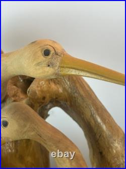 Vintage Driftwood Heron Egret Bird Sculpture 26 Root Wood Art Carving