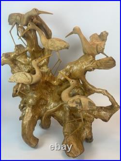 Vintage Driftwood Heron Egret Bird Sculpture 26 Root Wood Art Carving