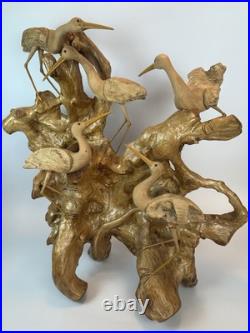 Vintage Driftwood Heron Egret Bird Sculpture 26 Root Wood Art Carving