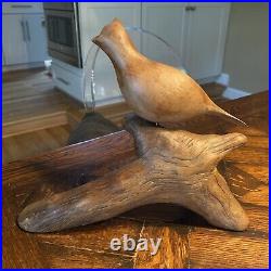 Vintage EVELYN YONKIN Folk Art Carved Wood BIRD Old Pine & Butternut Wood