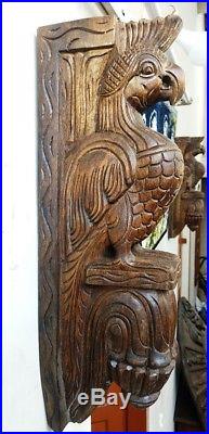 Vintage Eagle Wooden Wall Corbel Bracket Pair Bird Sculpture Home Decor Set of 2