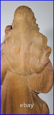 Vintage Early 20th Century Carved Wood Sculpture Madonna and Child 19 inch