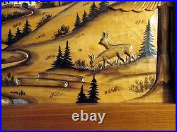Vintage Early 60s Hand Carved German Wall Folk Art Coffee Table 36x20x16