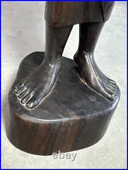 Vintage Ebony Wood Bali Statue Woman Carved Wood Sculpture 19 Tall