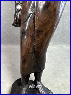 Vintage Ebony Wood Bali Statue Woman Carved Wood Sculpture 19 Tall