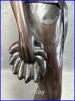 Vintage Ebony Wood Bali Statue Woman Carved Wood Sculpture 19 Tall