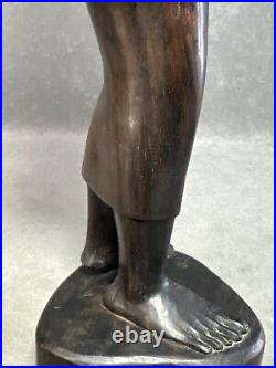 Vintage Ebony Wood Bali Statue Woman Carved Wood Sculpture 19 Tall