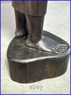 Vintage Ebony Wood Bali Statue Woman Carved Wood Sculpture 19 Tall