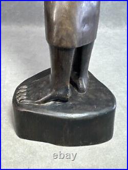 Vintage Ebony Wood Bali Statue Woman Carved Wood Sculpture 19 Tall