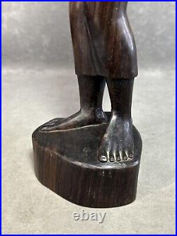 Vintage Ebony Wood Bali Statue Woman Carved Wood Sculpture 19 Tall