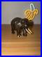 Vintage Ebony Wood Elephant Sculpture Figurine Hand Carved Made In Ceylon 7x6x4