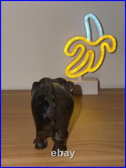 Vintage Ebony Wood Elephant Sculpture Figurine Hand Carved Made In Ceylon 7x6x4