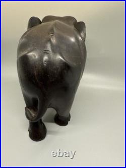 Vintage Ebony Wood Elephant Sculpture Figurine Hand Carved Made In Ceylon 7x6x4